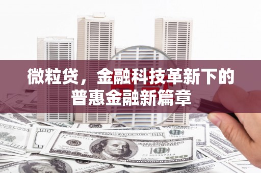 广阳微粒贷，金融科技革新下的普惠金融新篇章